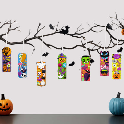 80UncleKimby 40 Sets Halloween Bookmark DIY Craft Kit with Stickers Accessories for Party Activities Craft Projects Gifts