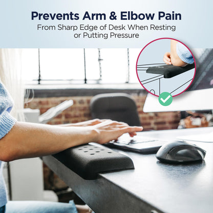 EdgeRest Mini PostureUp L-Shaped Desk Long Wrist Rest Elbow, Forearm & Wrist Comfort Support for Table or Desk Edge, Non-Slip, Memory Foam Padding, Ergonomic Design for Work, Universal Fit, Black