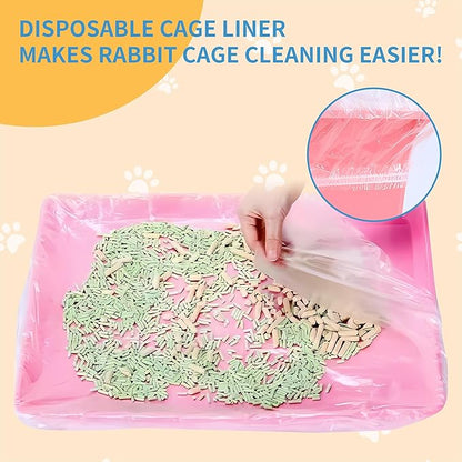 50 Pcs Disposable Cage Liners 19.7'' X 11.8'' - Clear, Plastic Toilet Film for Bunny, Hamster, Totoro, Hedgehog, Guinea Pig & Small Animal Habitats