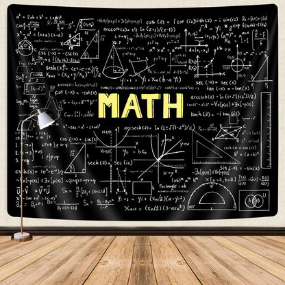 GOAOK Math Tapestry, 60x40 Inch, Polyester, Geometric Pattern, Black, Unframed, Wall Mount, Apartment/Dorm Decor