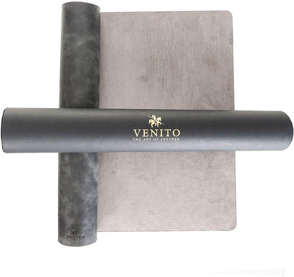 Venito Premium Leather Desk Pad Mat (31.5 X 14.6 inch) - Medium Desk Mat for Keyboard and Mouse Home Office Accessories (Faded Gray)*