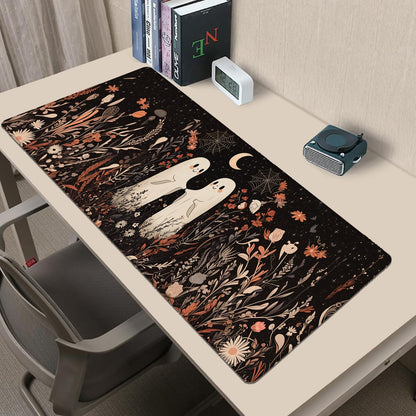 amepay Cute Ghost Gaming Mouse Pad 31.5x11.8in,Moon Large Extended Desk Mat with Non-Slip Rubber Base,Halloween Big Mousepad for Laptop Computer PC,for Gamer Office Home Decor,Deskmat Gifts