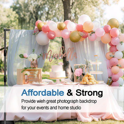 Backdrop Stand, 8x10ft Metal Base Photo Studio Support System, Adjustable Backdrop Frame for Photography, Streaming, Wedding, Projector Screen, Tool Free Setup & Portable Carry Bag