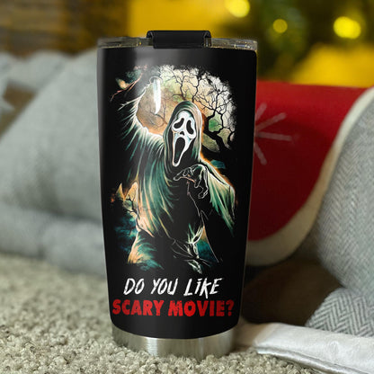 Horror Movie Character Inspired Tumbler 20 Oz, My Level Of Sarcasm Depends On Yoiur Lavel Of Stupidity Tumbler, Gifts Idea for Horror Movie Fans, Stainless Steel Water Bottle for Hot & Cold Drinks