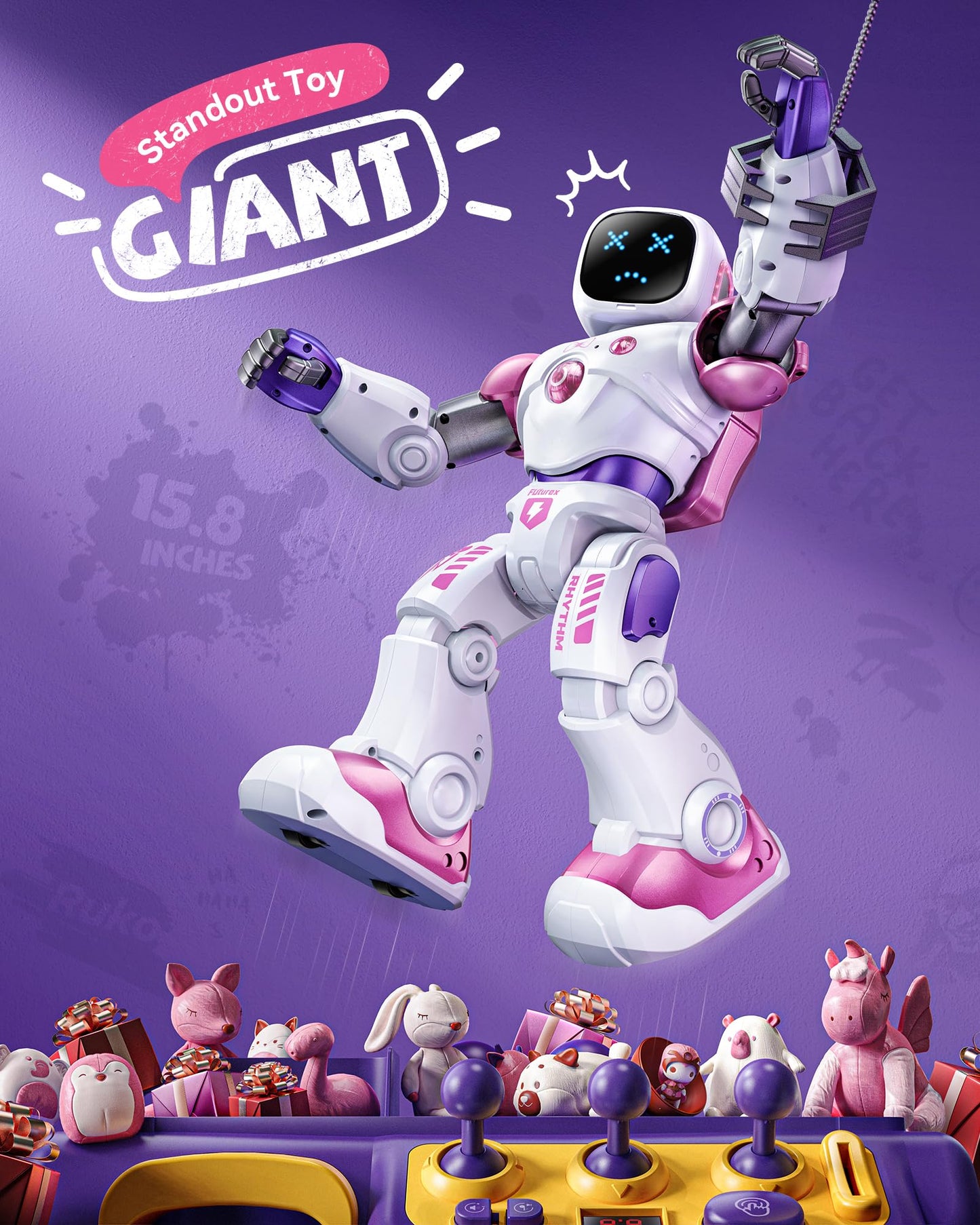 Ruko 1088 Smart Robot Toys for Kids, Large STEM Programmable Interactive RC Robot with Voice Control, App Control, Gifts for Boys & Girls Age 4 5 6 7 8 9, Pink