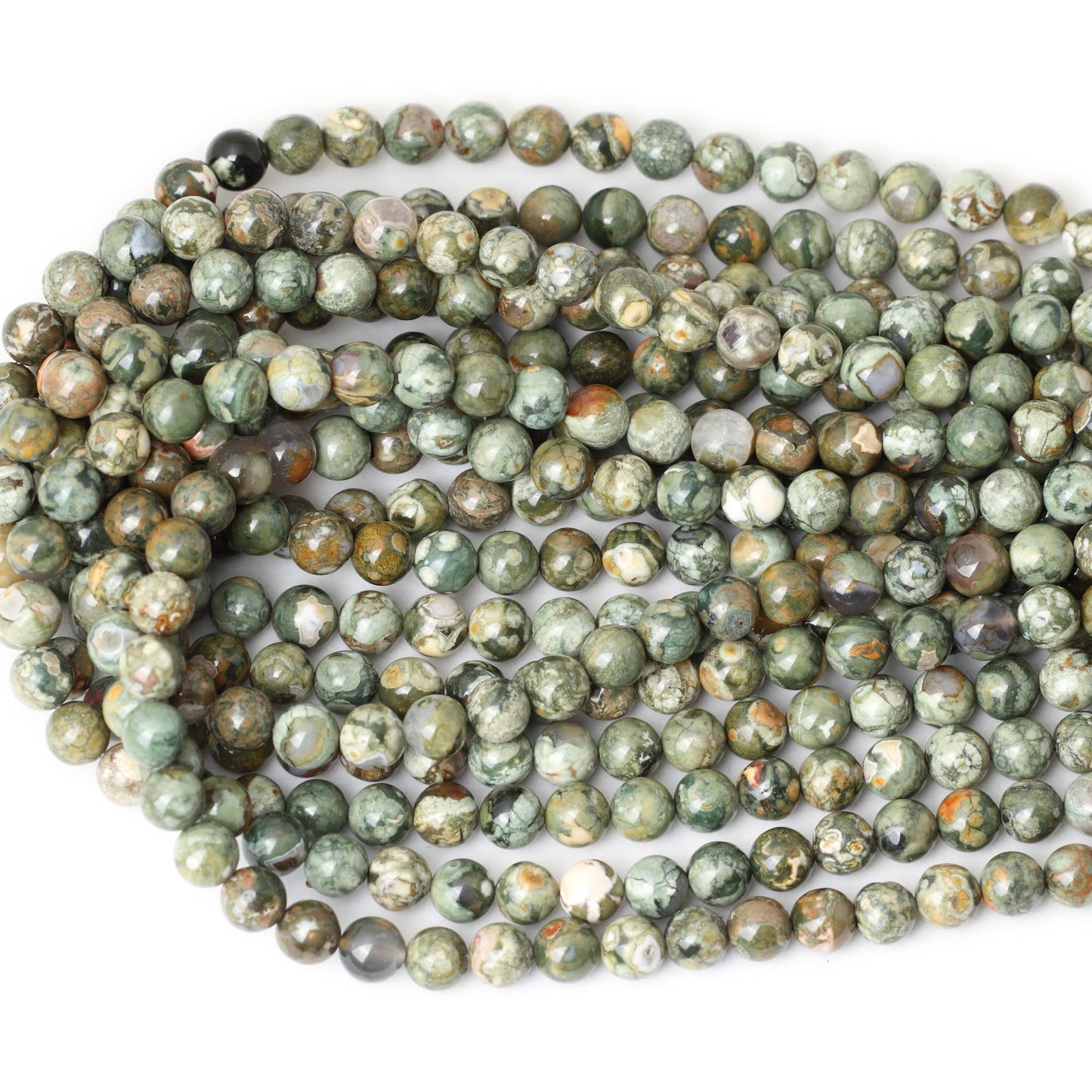 CHEAVIAN 45PCS 8mm Natural Aust Rhyolite Stone Gemstone Round Loose Beads for Jewelry Making 1 Strand 15"