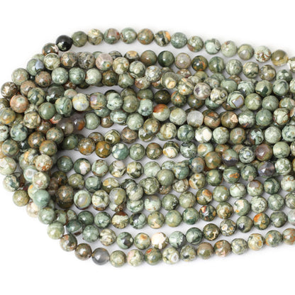 CHEAVIAN 45PCS 8mm Natural Aust Rhyolite Stone Gemstone Round Loose Beads for Jewelry Making 1 Strand 15"