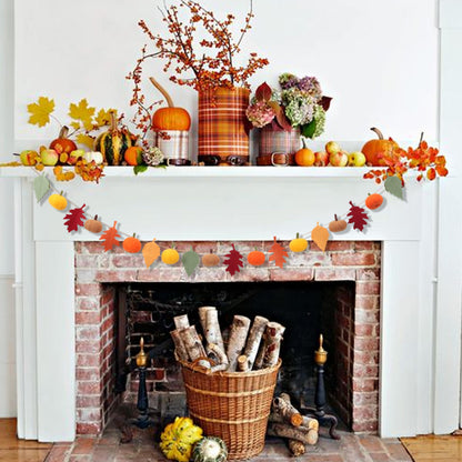Fall Banner for Home -Fall Harvest Garland- Felt Pumpkin and Maple Leaf Banner, Autumn Thanksgiving Party Decorations