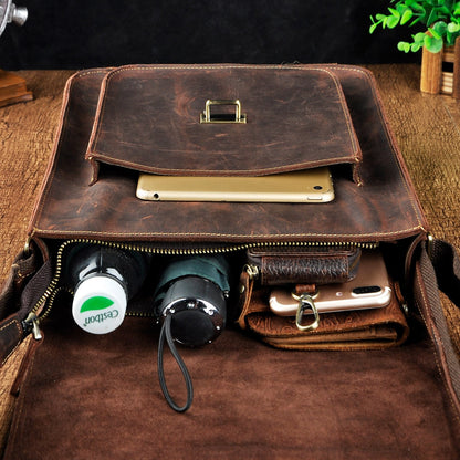 Le'aokuu Mens Genuine Leather Messenger Shoulder Sling Satchel Bag Cross Body