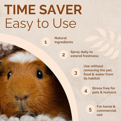 No Scent Small Animal Guinea Pig Cage Cleaner | Hamster & Rabbit Habitat Pet Odor Spray (2 Fl Oz / 59 mL)