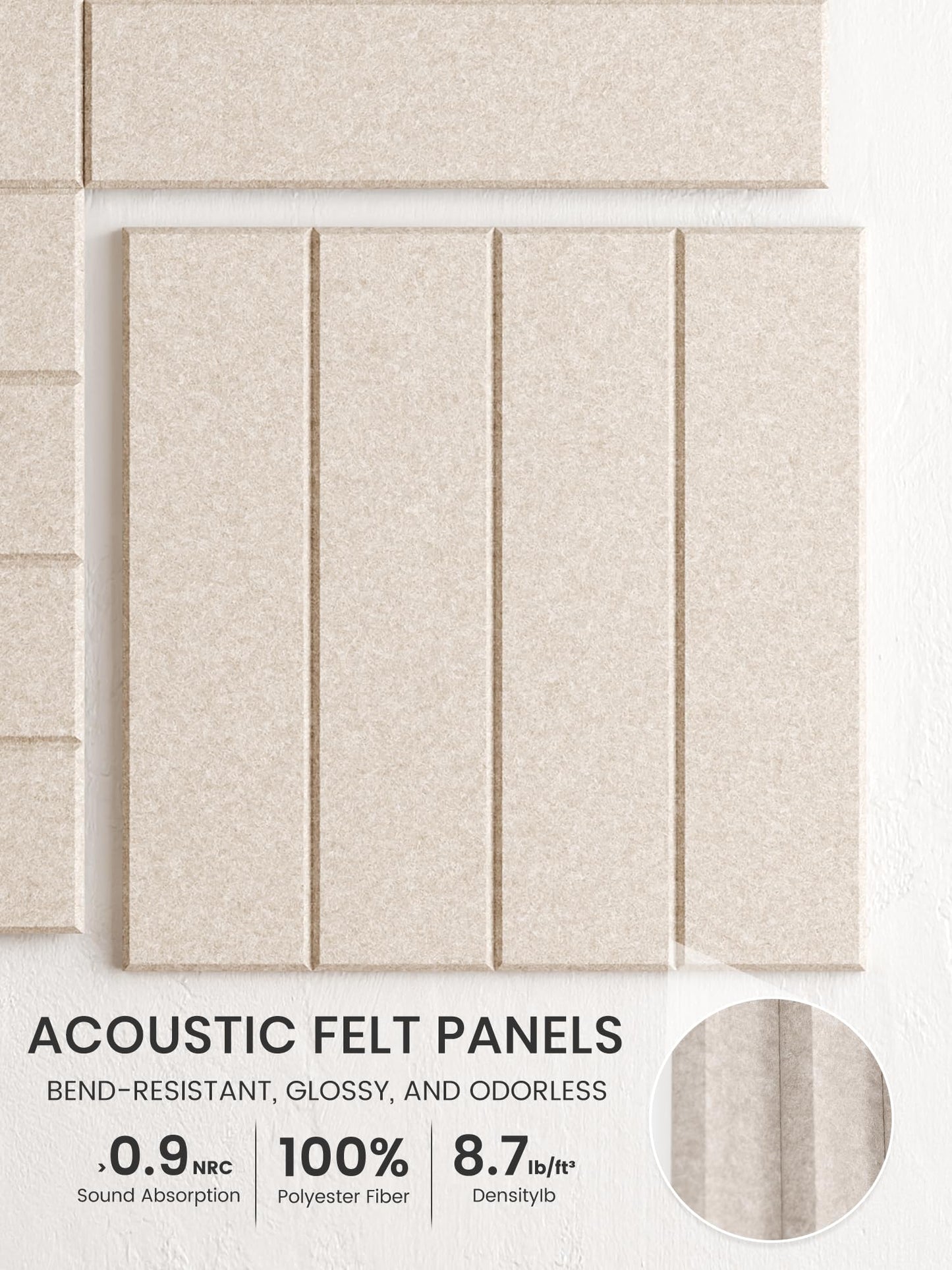 Bumusty Large Cork Board Alternative-36 x 24" Felt Bulletin Board Tiles, with 30 Pushpins, 40 Adhesive Tabs, Bold-Stripe 6-Pack, Cork Boards for Office Push Pin Board Felt Board-Oatmeal