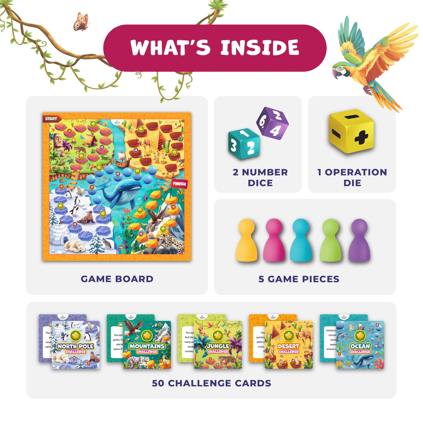 Clever Fox Play Number Hunter Math Board Game – Addition & Subtraction Math Game for Kids 5-7 Year Old – Fun Educational STEM Toy for 5+ Year Old, Kindergarten, 1st-3rd Grade, Homeschool & Family