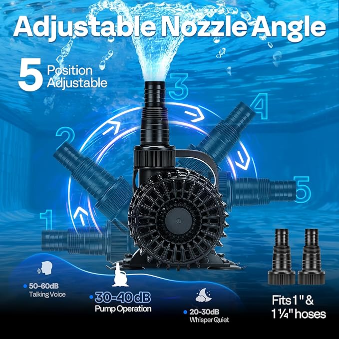 VIVOHOME Electric 120W 2700GPH Submersible Water Pump for Koi Pond Pool Waterfall Fountains Fish Tank and Aquarium