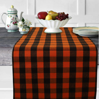 Urban Villa Table Runner 100% Cotton Fused Table Runner Halloween Checks 14''x72'' Over Sized Buffalo Check Table Runner Heavier Quality