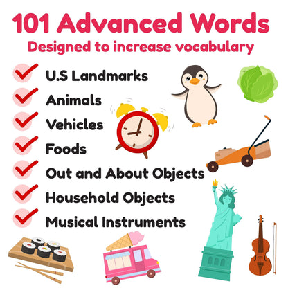Advanced Flash Cards for Toddlers 3-5 Years – 101 Flashcards – Preschool Flash Cards – Kindergarten Flash Card for Kids – Toddler Learning – Educational Gift - for Ages 3, 4, 5 & 6