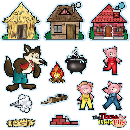 Peryiter 14 Pack Three Little Pigs Felt Board Story Sets Precut Board Flannel Figures Stories for Preschool Toddlers Stories Play Activity