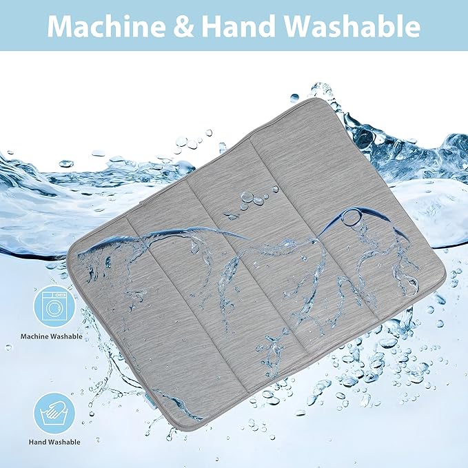 Cooling Dog Mat Q-Max>0.5 - Rapid Cooling Tech, Thin Breathable Crate Pad, Portable Washable Summer Mat, Chill Soothing Fabric - 24"x18" Small Dog/Cat, Grey