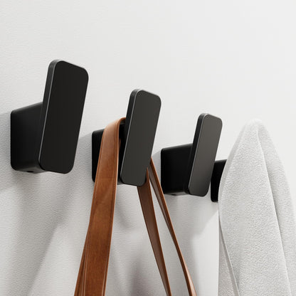 4-Pack Matte Black Towel Hook for Bathroom, Robe Coat Hook, Heavy Duty Wall Hooks for Hanging Bag Hat Mudroom Bedroom Shower Closet, Drill in Hanger Mount with Screw, Holder Back of Door Outdoor