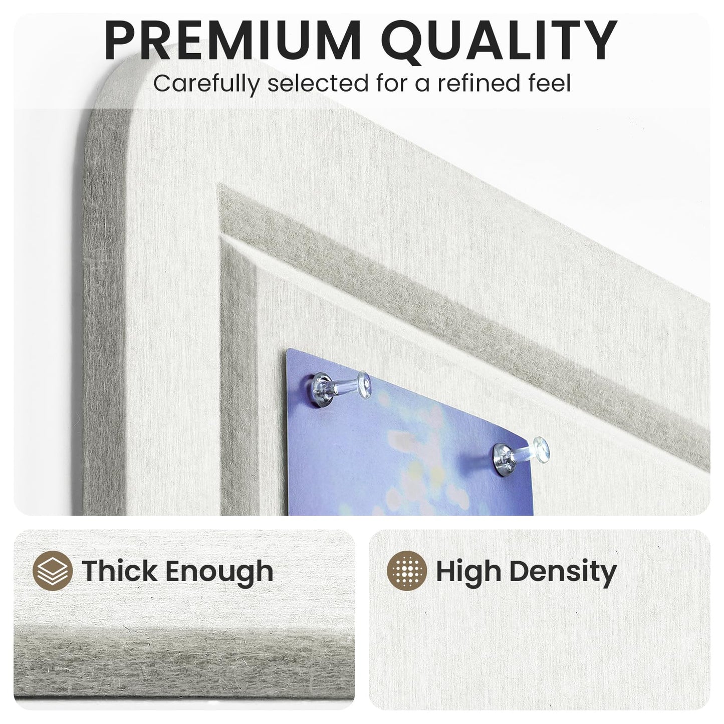 Large Bulletin Board, 60 X 35 Inches Felt Cork Board with 40 Pushpins, Foldable Felt Notice Pin Board Photo Display Board with Self-Adhesive Tape for Office Home School (White, 60x35 inch)