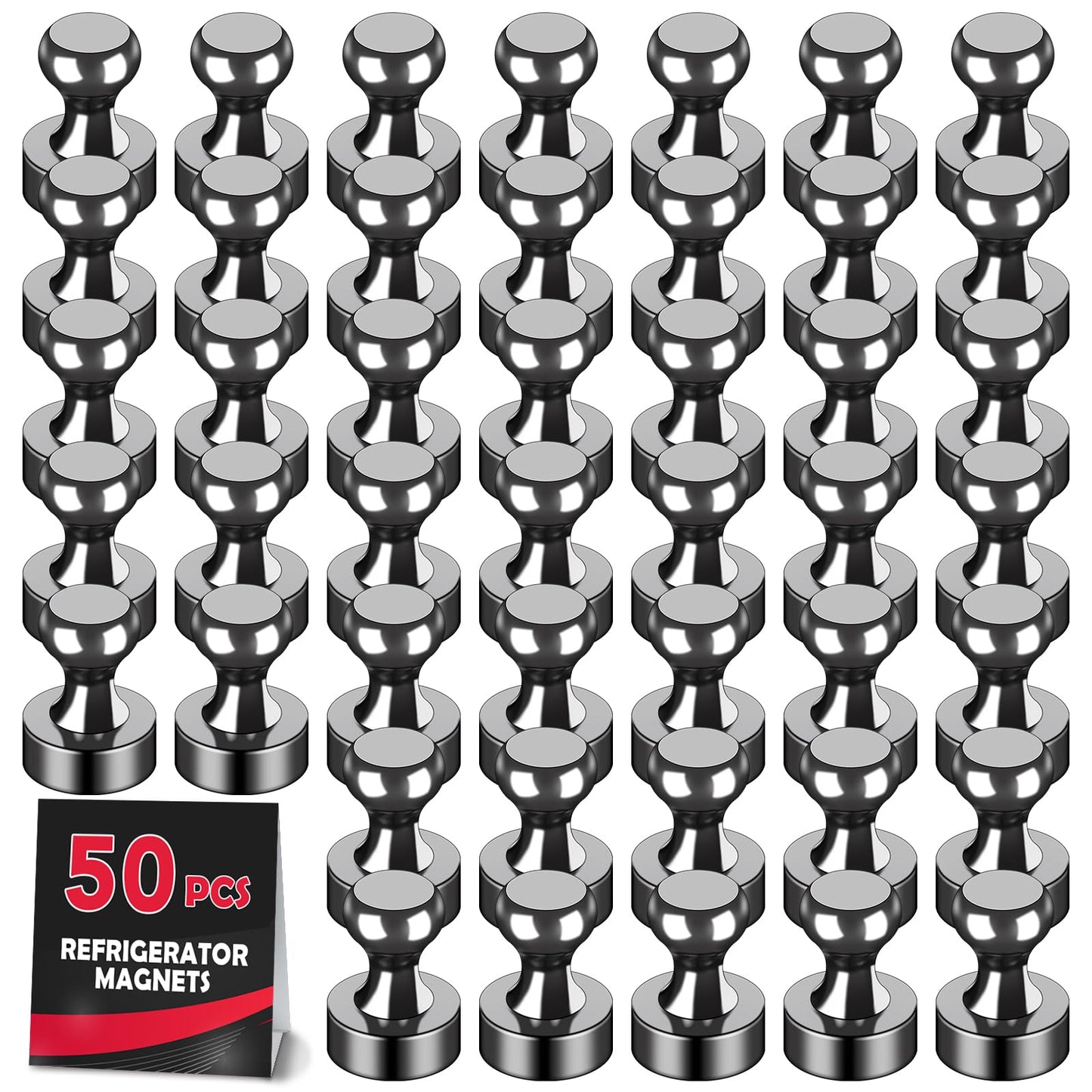 LOVIMAG Fridge Magnets 50Pcs Refrigerator Whiteboard Small Strong Magnet Classroom Kitchen Accessories Decorative Locker Set Decor Must Haves Office Calendar Refrigerador Magnetic Cute Crafts Black