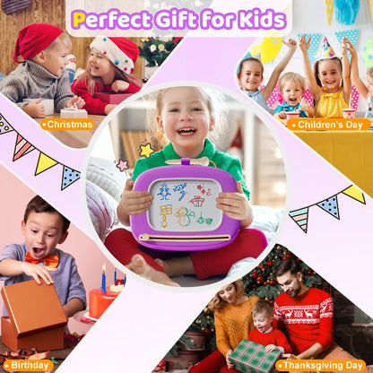Kikidex Toddlers Toys Age 1-3, Magnetic Drawing Board, Doodle Board Pad Learning and Educational Toys for 1 2 3 Year Old Baby Kids Birthday Gift (Purple)