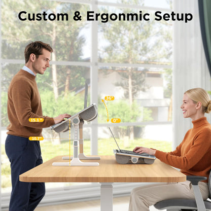 FoldWise 2-in-1 Lap & Bed Desk with Soft Cushions - Adjustable Height & Angle, Foldable Laptop Stand for Bed & Couch - Wrist Rest, iPad Holder, Stopper & Non-Slip Leather - Bed Table for Adults & Kids