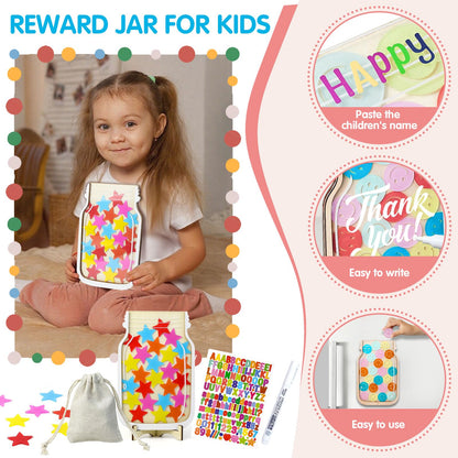 haotuntrek Magnetic Reward Jar with Star Jar for Kids - Classroom Reward Chart, Behavior Incentives System & Class Reward Tool for Home and Schoo (Smiling face)