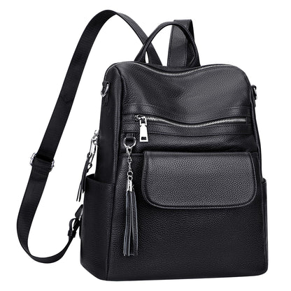 ALTOSY Genuine Leather Backpack Purse for Women Large Convertible Shoulder bag Ladies Crossdody Bag with Tassel