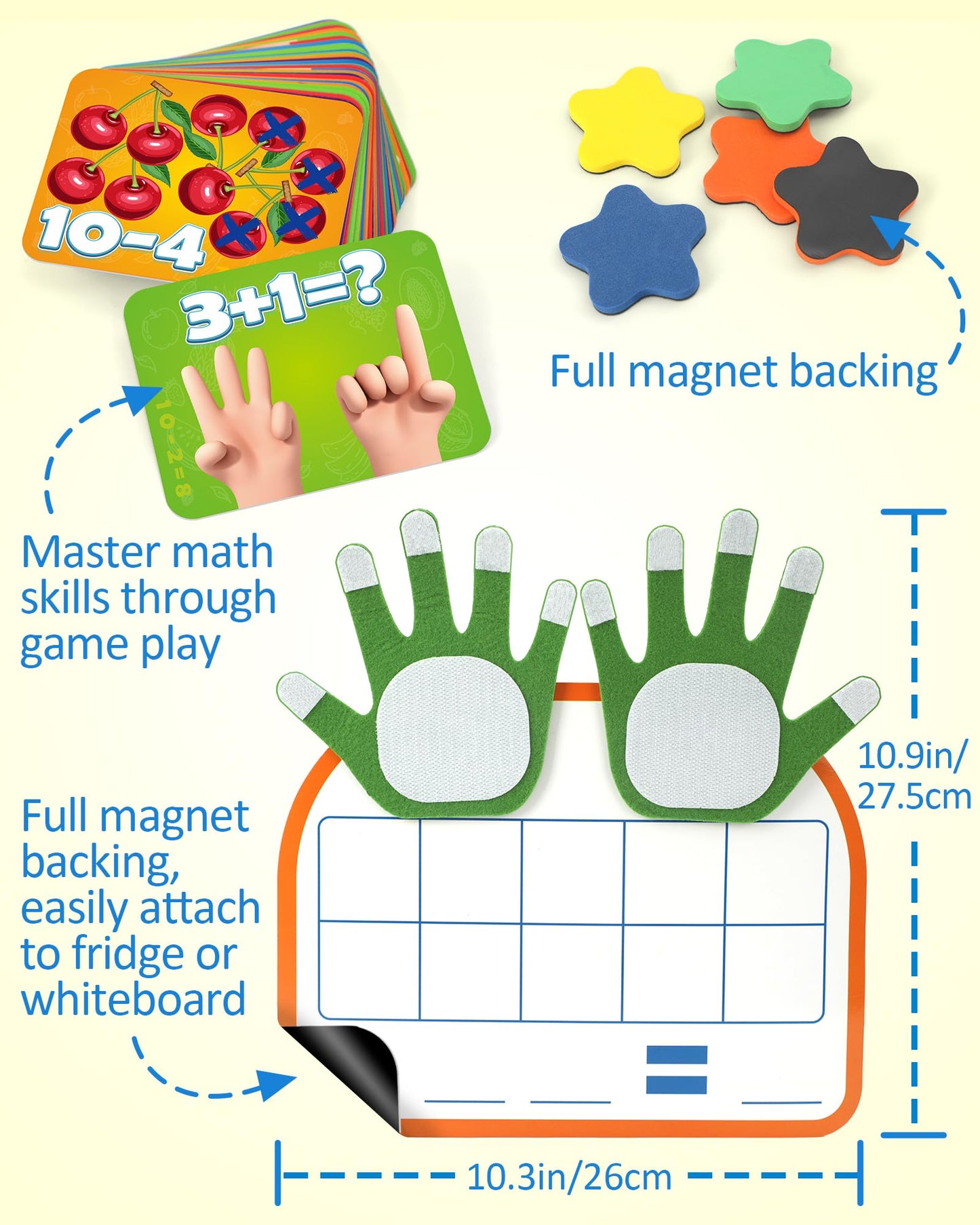 Coogam Montessori Math Manipulatives Number Counting Block, Magnetic Ten Frame Addition Subtraction Practice with Dry Erase Board, Educational Learning Toy Gift for 1st 2nd & 3rd Grade