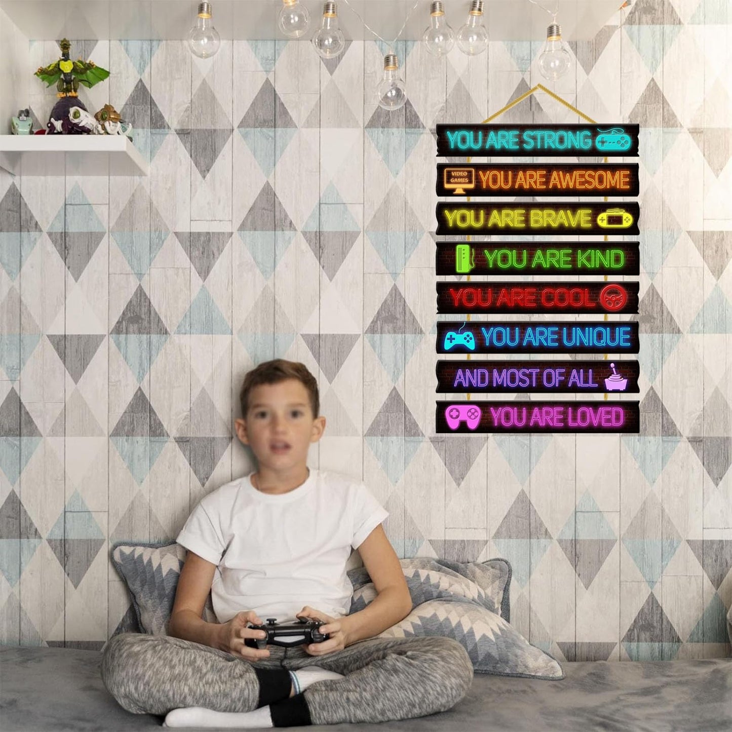 Rutiyoka Game Room Decor for Boys Bedroom - Boy Wall Decor Gaming Art for Kids Room - Wood Gamer Wall Decorations
