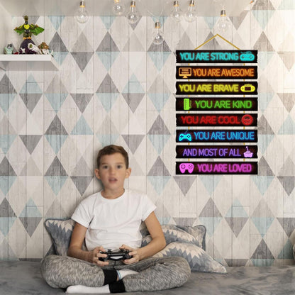 Rutiyoka Game Room Decor for Boys Bedroom - Boy Wall Decor Gaming Art for Kids Room - Wood Gamer Wall Decorations