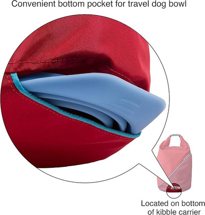 Kurgo Kibble Carrier - Portable Kibble Carrier - Compact Travel Storage - Dog Food Dry Bag - Camping Dog Storage - 5 lb Capacity - Chili Red