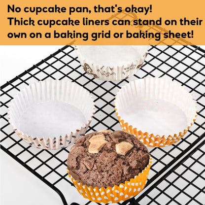 YOUEON 600 Pcs 3.5 In Jumbo Cupcake Liners Greaseproof, 6 Oz Large Paper Baking Cups Non-Stick, Jumbo Muffin Liners for Muffins, Cupcakes, Brownie, Quiche, Mini Snacks, Recyclable, 3 Pattern