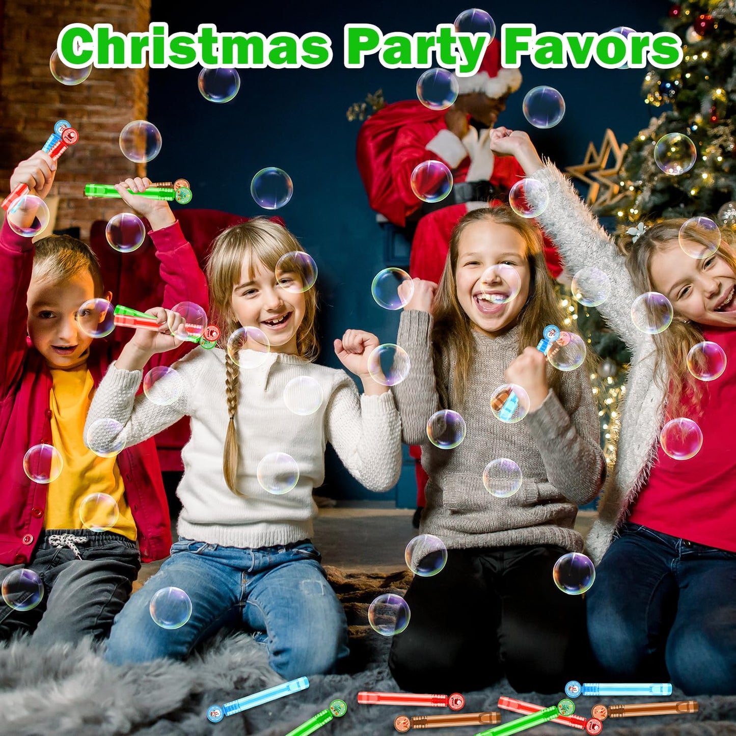 Bulk Winter Party Favors Toys Gifts for Kids 64 Pack,Holiday Mini Bubble Wands Non Candy Treats Trinkets Goodie Bag Stocking Stuffers Fillers for Toddlers,Easter Classroom Prizes Games for Students
