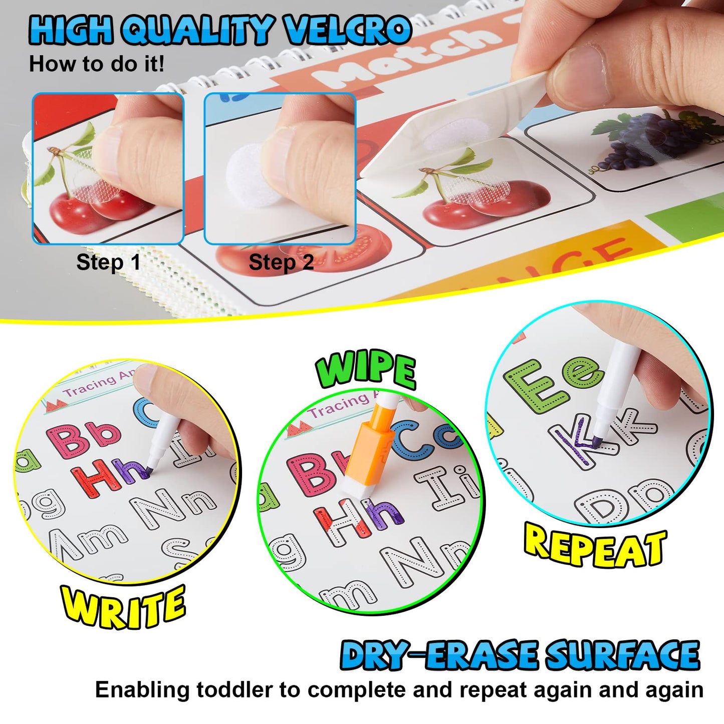 Huijing Toddler Activities Preschool Learning Busy Book - 29 Themes Binder Montessori Toys for Toddlers, Workbook Activity Autism Materials and Tracing Coloring