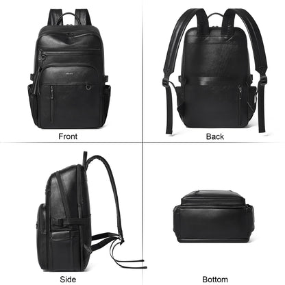 Shrrie Vegan Leather Laptop Backpack for Women,17 Inch Computer Backpack Purse for Work Business College Travel Teacher Nurse with Anti-theft Pocket & Giant Tumbler Holder Pocket,Black
