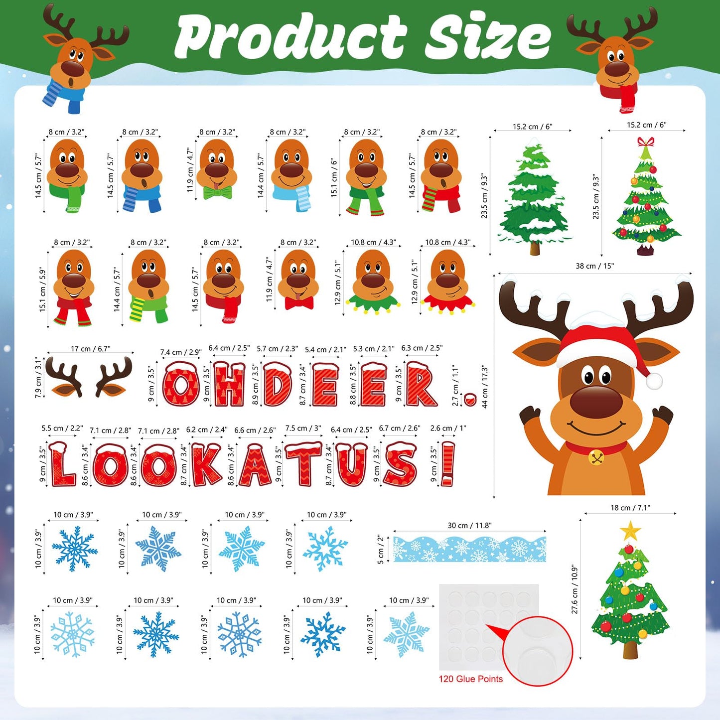 Christmas Bulletin Board Decorations Set Christmas Classroom Decoration Oh Deer Look At Us Bulletin Board Decor Elk Snowflakes Cutouts For Winter Holiday Party Classroom School Home Wall Decor