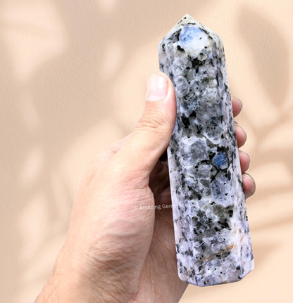 Amazing Gemstone Large Rainbow Moonstone Crystal Towers ~ Natural Healing Crystal Point Obelisk for Reiki Healing and Crystal Grid (5.5" to 6" INCH)