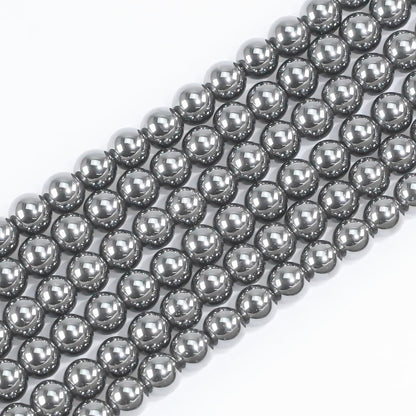 4mm Natural Gemstone Round Black Hematite Beads for Jewelry Making Small Stone Beads for Bracelets Men Chakra Necklace Making Supplies (15"/Strand)