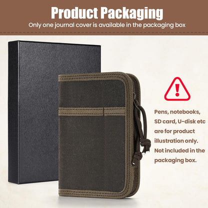 Journal Cover for Field Notes 3.5"x5.5",Water Resistant Journal Wallet for Moleskine Cahier,Waxed Canvas Pocket Notebook Cover,Brown