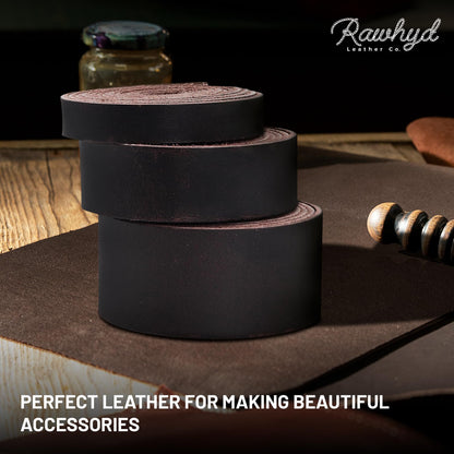 Genuine Buffalo Leather Strap for Crafts - Handcrafted Durable Full Grain Leather Roll - Leathercraft Accessories for Bracelet Making, Belt Making Supplies, Keychains, Dog Collars, & More (1.5” x 60”)