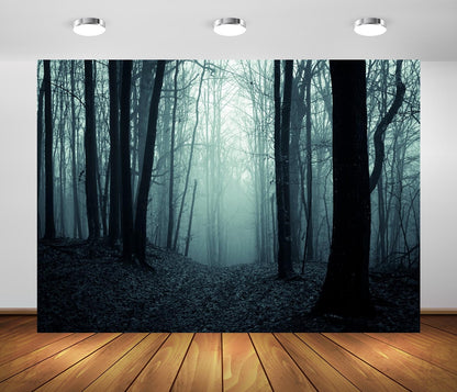 BELECO 7x5ft Fabric Spooky Dark Forest Backdrop Halloween Haunted Misty Woods Magic Grove Vampire Evil Trees Background Halloween Forest Party Decorations Photo Studio Prop