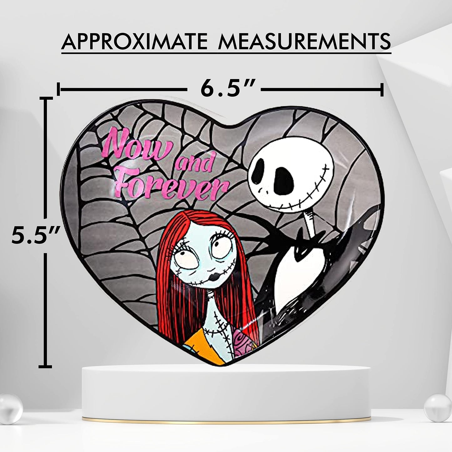 Disney The Nightmare Before Christmas Jewelry Dish - Ceramic Trinket Tray - Now and Forever Jack and Sally Heart Ring Dish