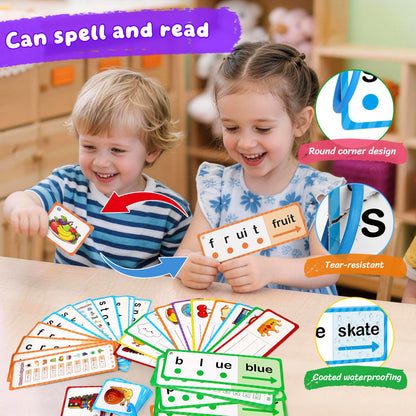 LilLaufy Phonics Games Flash Cards for Kids, Sight Word Spelling Games, Digraphs and Blends flashcards, Speech Therapy Toys for Toddlers, Learn to Read, Preschool Kindergarten Learning Activities