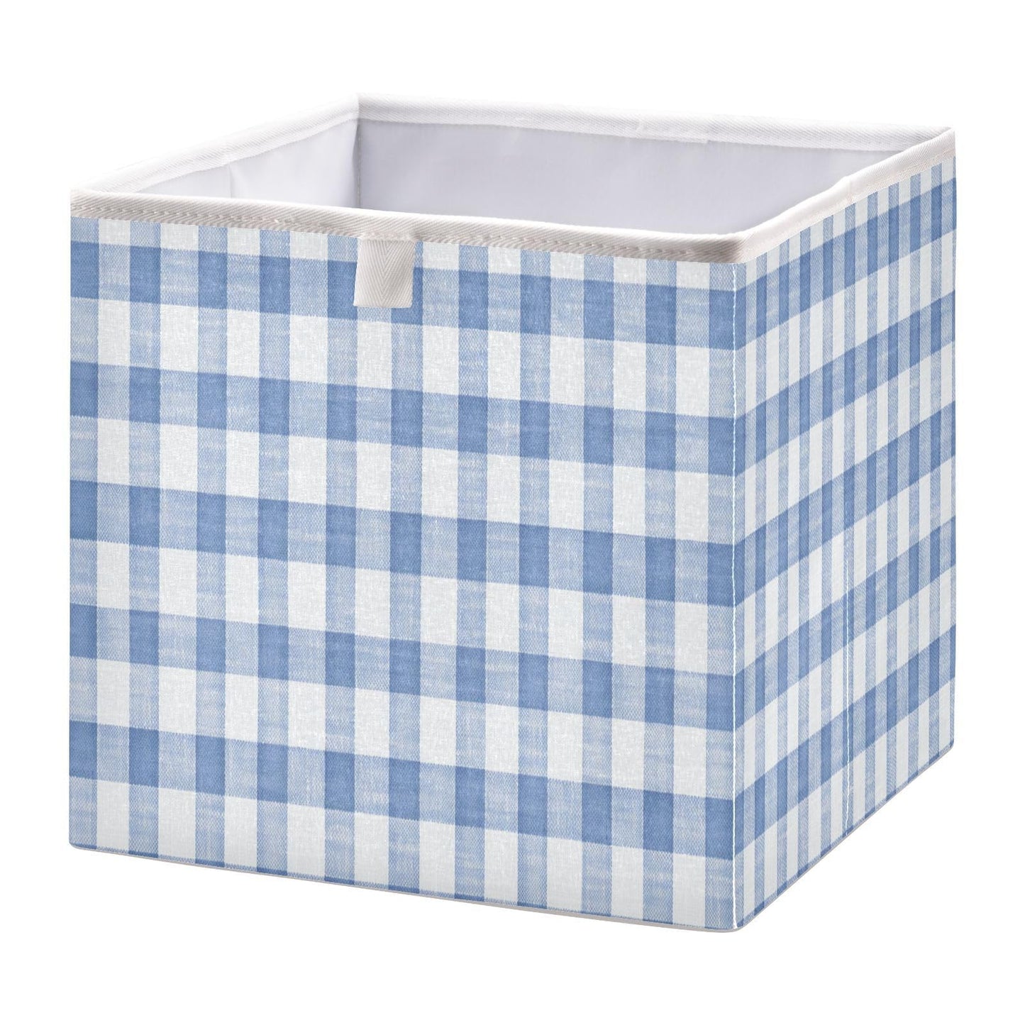 Kigai Blue White Gingham Cube Storage Bins 11x11 inch Collapsible Fabric Storage Cubes Organizer Foldable Boxes Decorative Basket for Home Organizing