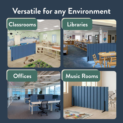 Angeles 48" x 10' Quiet Divider With Sound Dampening Panels, Freestanding Room Divider Wall, Blue