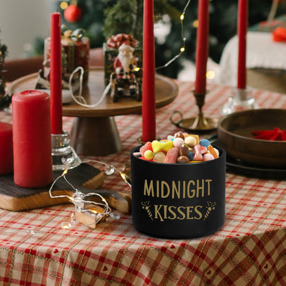 FoszaSzept Candy Dish Cauldron, New Year Christmas Mini Ceramic Candies Bowl Tiered Tray Decor, Snack Serving Bowl Table Wishes Accents for Themed Party Home Kitchen Events Gifts (Midnight Kisses)