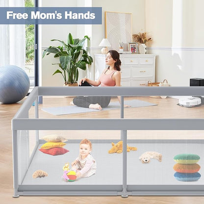 Extra Large Baby Playpen 79×79 Inch, Playpen with 2 Zipper Door for Babies and Toddlers, Play Pen Pin Indoor Outdoor Baby Play Fence
