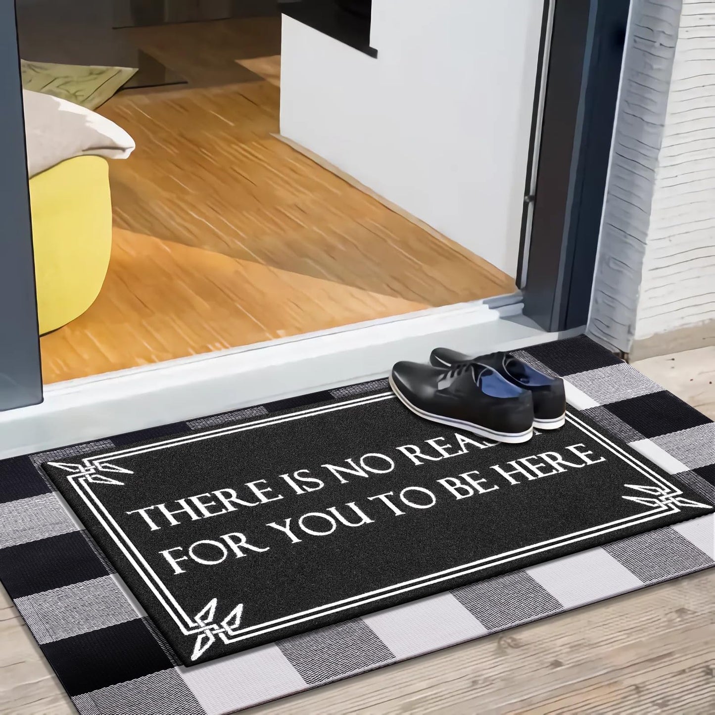Door Mat Outdoor Indoor Welcome Black Doormats Funny There is No Reason Front Door Mats with Non-Slip Rubber for Entryway Balcony
