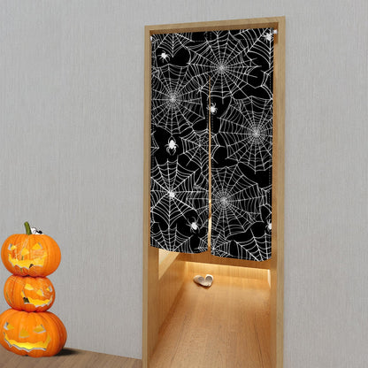Leowefowa Janpanese Doorway Curtain Halloween Scary Spider Web Black Door Hanging Horror Night of Halloween Theme Window Treatment Partition Kithchen Bathroom Door Decor 33.5"x 59"